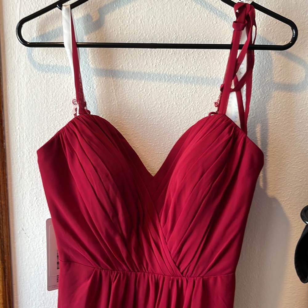 Floor-length burgundy dress azazie size A8 lexy style